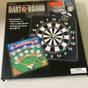 Reversible Magnetic Dart Board by Lollipop Toys 13” x 15” x 1” Complete